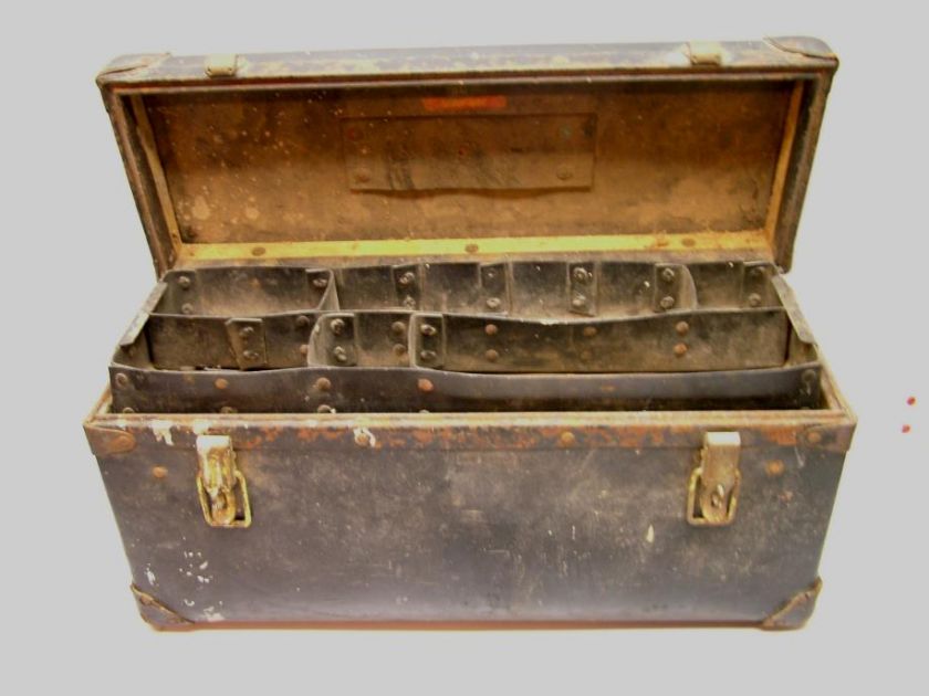   OLD BAL AEROFIBER LEATHER TOOL BOX TOOLBOX WITH TOOL TRAY  