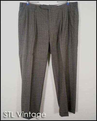 vtg BROOKS BROTHERS 100% PURE WOOL GRAY 2 PC PINSTRIPE SUIT sz 48 L 