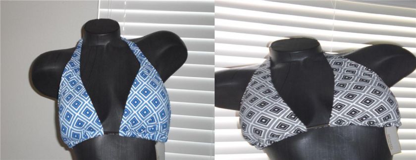 New Michael Kors Capri Blue or Black White Bikini Top  