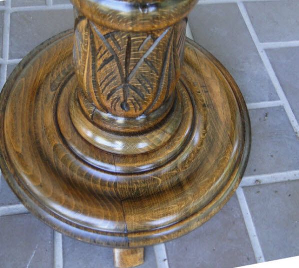 Antique FRENCH Oak Turned Plant Display STAND TABLE  