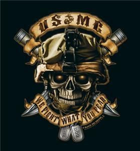 Black Ink USMC We Fight What You Fear Military Shirt  