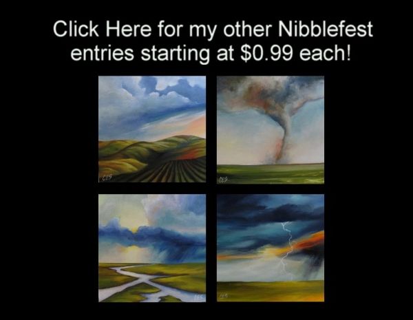 Original Daily PAINTING CES  Landscape NFAC Fire Lightning Field Sky 