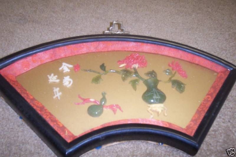   jade red flowers round frame hanging wall picture home decor  