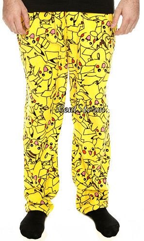 YELLOW POKEMON PIKACHU FLEECE PJ PAJAMAS LOUNGE SLEEP PANTS ANIME 