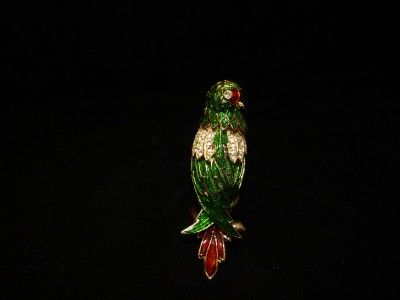 Rare Vintage Jeweled Parrot Perfume Fragrance Bottle, Enamel Paint 