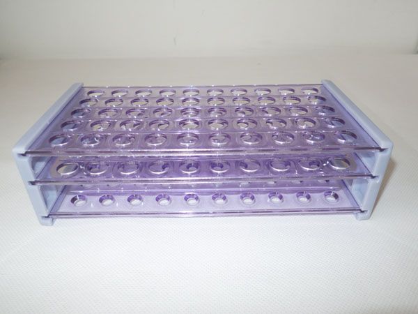 Plastic test tube rack 50 tubes dia. 13 mm New  