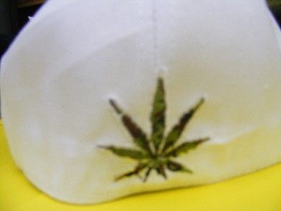 FITTED FLAT BILL FLATBILL MARIJUANA WHITE POT CAMO HAT SMALL S  