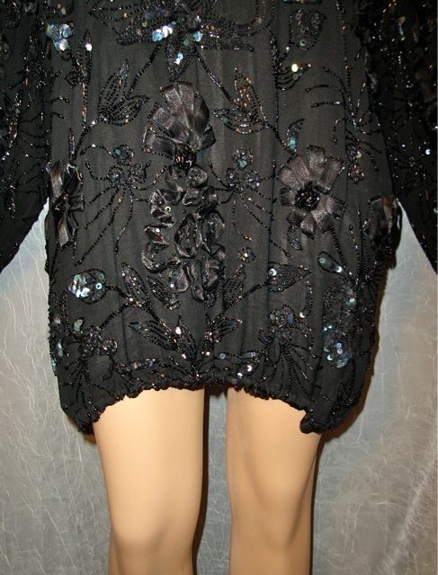   with black aurora sequins beading and satin ribbon soutache work