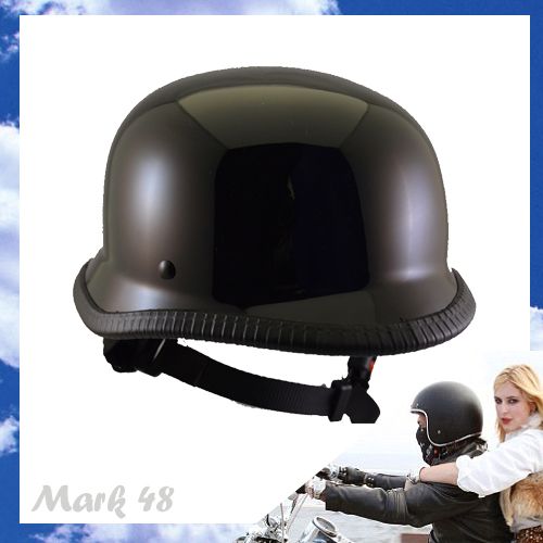 New German Black Half motorcycle Helmet Biker HH GB  