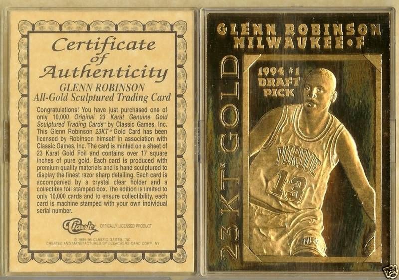 1994 BLEACHERS 23 KT Gold Glenn Robinson RC MINT 1~10K  