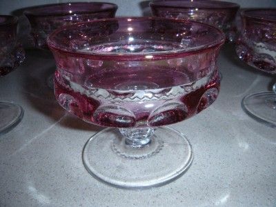 LOT OF 5 VINTAGE KINGS CROWN RUBY STAINED SHERBET GLASS  