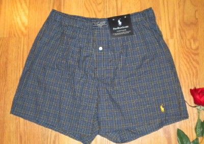 NWT Mens POLO RALPH LAUREN classic blue plaid BOXERS  