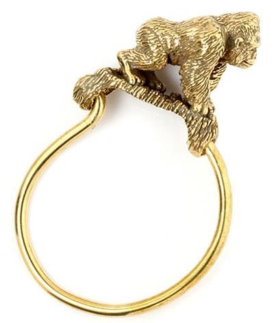 GORILLA GIANT APE MONKEY GOLD BRASS KEY CHAIN KEYCHAIN  