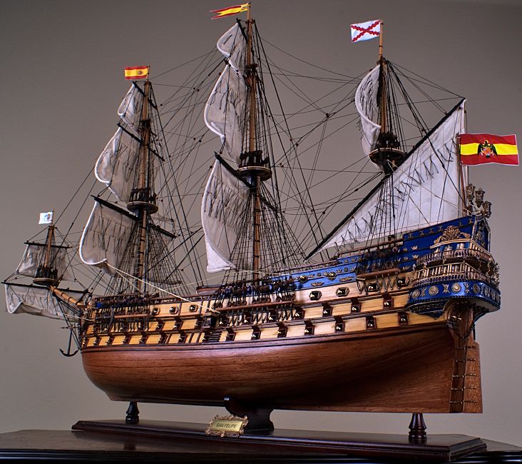 San Felipe 48 large scaled wood model ship tall Spanish boat  