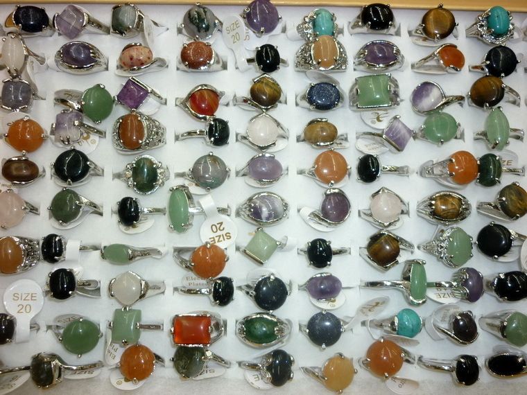 bulk Lots mixed 50pcs top quality natural stone fashion ladys silver 