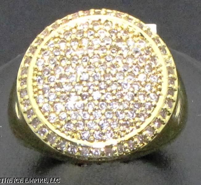 MENS ICY HIP HOP GOLD FINISH CZ PINKY RING SIZE12 R356  