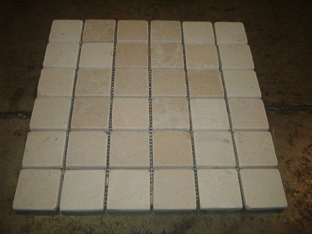 Bursa Beige Travertine Mosaic 2x2 Mesh Mount $5.99/sqf  