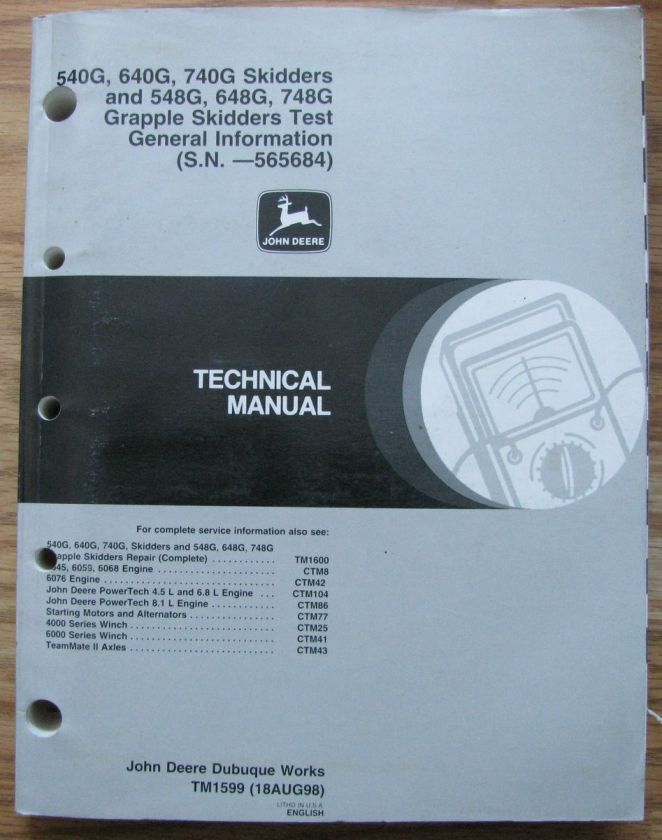   640G 740G 548G 648G 748G Skidder O&T Technical Manual 0 565684  