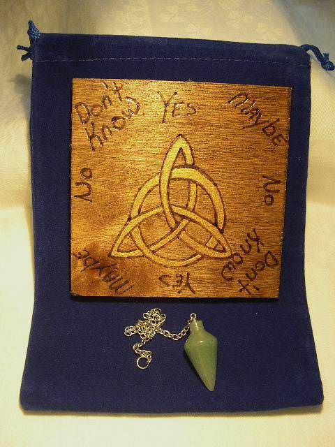 Pocket or Travel Spirit or Ouija Board with Pendulum in blue velvet 