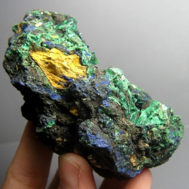 large AZURITE crystal covered by MALACHITE  AZ139  