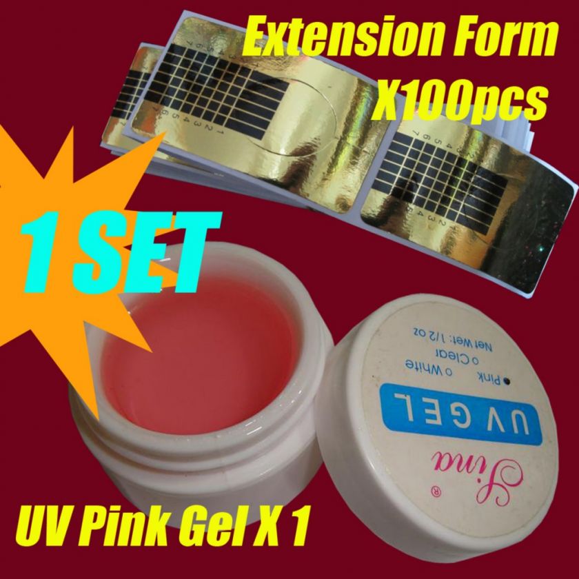 Nail Art UV Gel Builder (PINK)X1 + Extension Form 100pc  