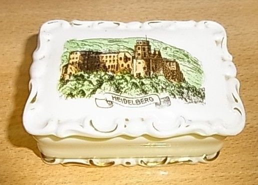 Vintage German Souvenir Porcelain Box Heidelberg #AZ  