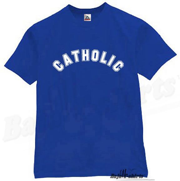 CATHOLIC T SHIRT COOL RELIGIOUS GIFT TEE JESUS ROYAL L  