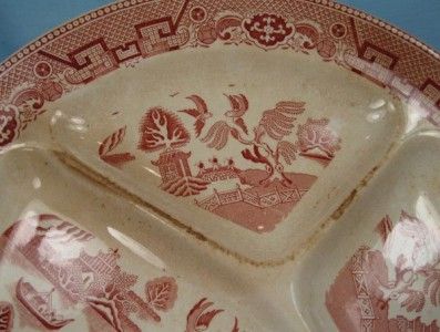 LOT OF 2 RED WILLOW PORTION PLATES Societe Ceramique (O  