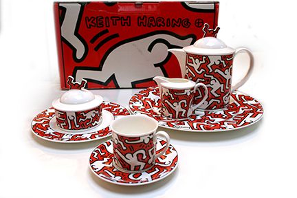 KEITH HARING BREAKFAST SET BONE CHINA TEA SET 1991  