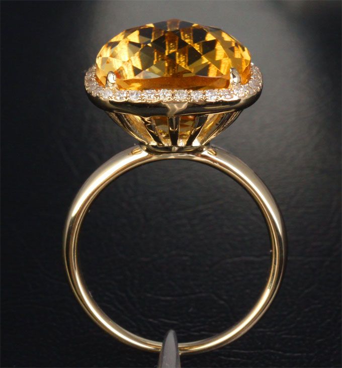 10.86CT CITRINE & DIAMOND   14K YELLOW GOLD Engagement Wedding RING 