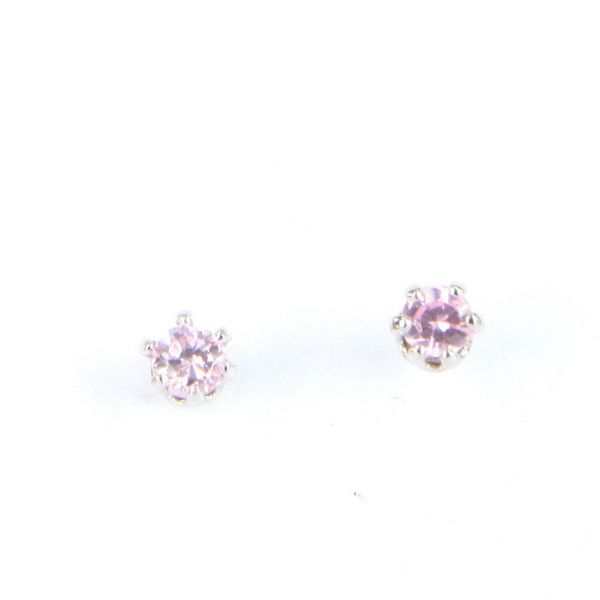 MINI STUD 2x2mm PINK SAPPHIRE 18kgp EARRINGS**  