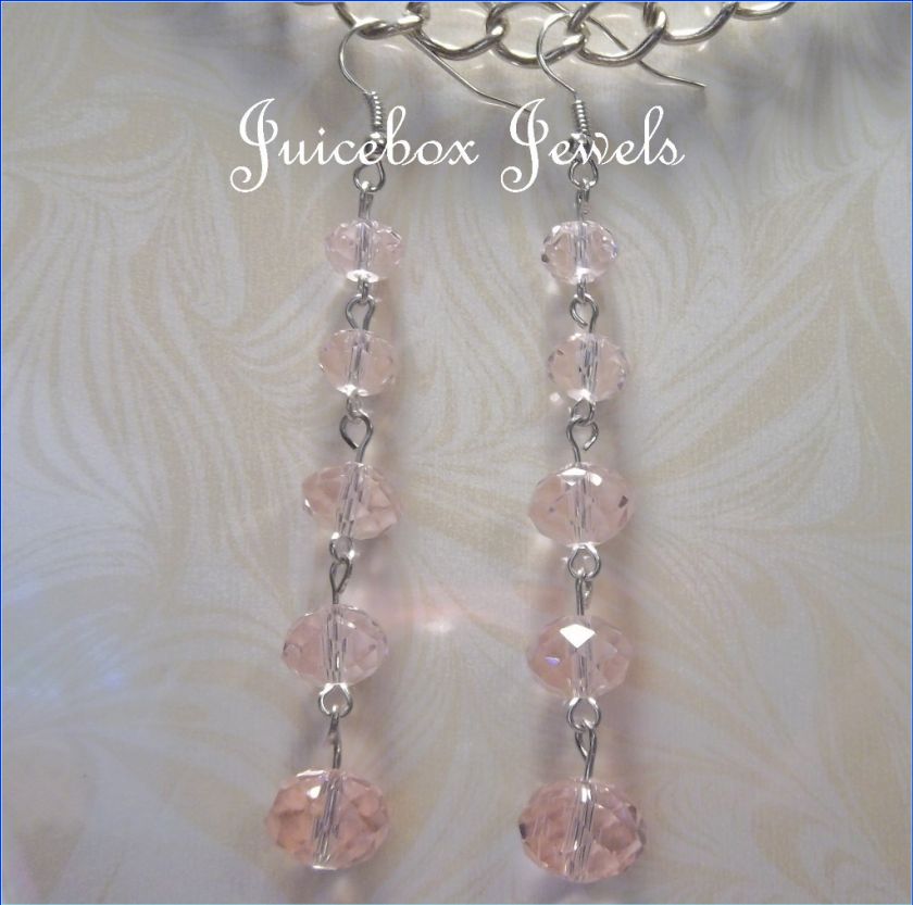 Pink Crystal Sparkle 3 Dangle Clubwear Earrings(B497)  