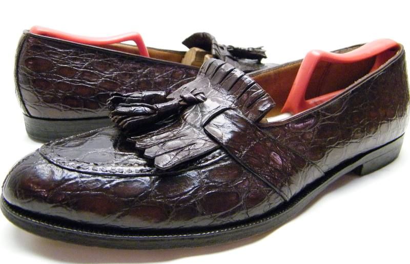   FERRAGAMO BRN GENUINE ALLIGATOR CROCODILE LOAFER DRESS SHOES 8.5~1/2 D