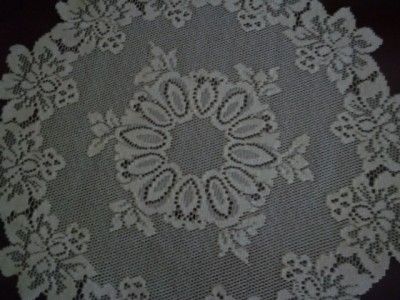 SAVOY DESIGN CREME LACE DOILY ROUND 18 X 18 TABLE FLORAL CTDF30