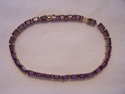 14KT Yellow Gold and Amethyst Tennis Bracelet   Fix or Scrap 7.9 Grams 