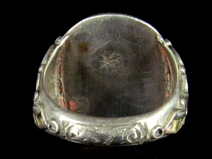 OLD Classical Pegasus Garnet Intaglio S/ Silver Ring  