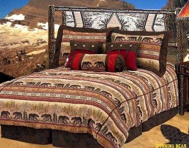 LOOK* Western Cabin Decor Running Bear Comforter Set Cowboy Cowgirl 