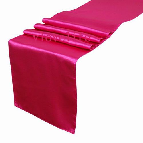 10PCS New Fuchsia Satin Table Runners 12 x 108 Wedding Party 