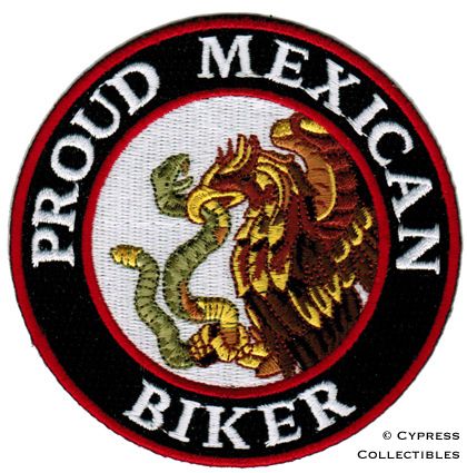 PROUD MEXICAN BIKER embroidered PATCH MEXICO EAGLE FLAG  