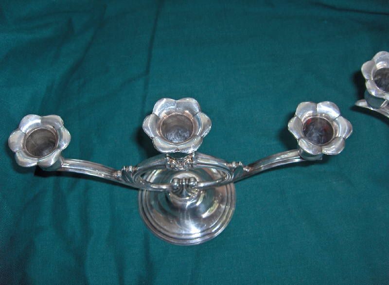 Vintage 3 Lite Small Silver Plate Candelabra Wm Rogers Spring Flower