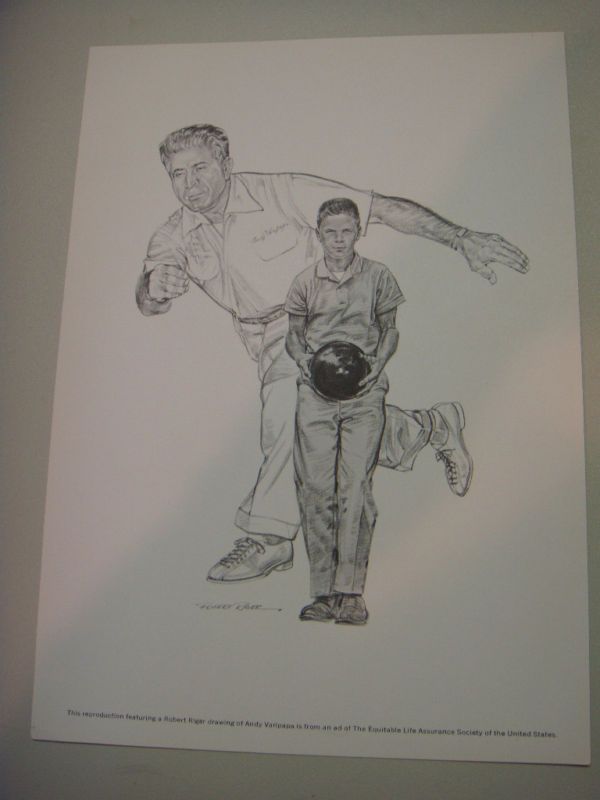 Vintage ANDY VARIPAPA Bowling ROBERT RIGER PRINT  