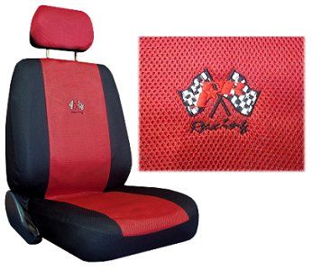 RED BLACK RACING CAR TRUCK SEAT COVER SPORT JERSEY 9 PC  