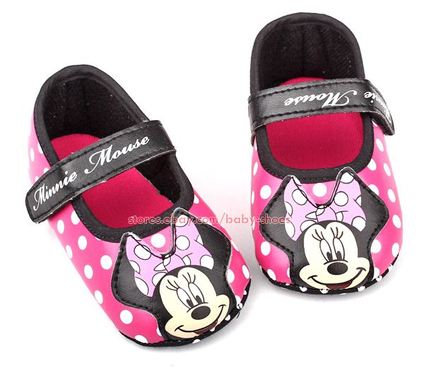 Baby Girls Polka Dot Minnie Mouse Walking Shoes Size 1 2 3  