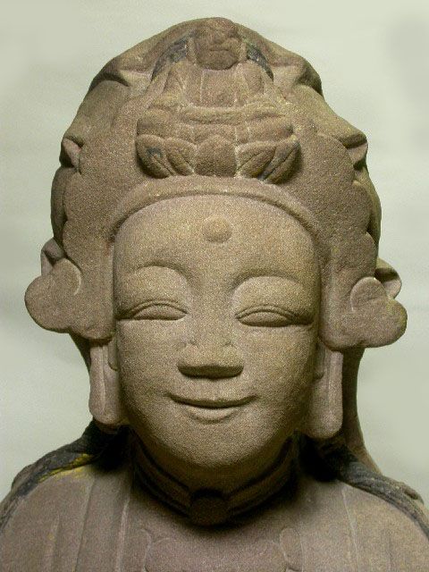 Chinese 16thC Ming Dynasty Sandstone Kwan Yin Statue  