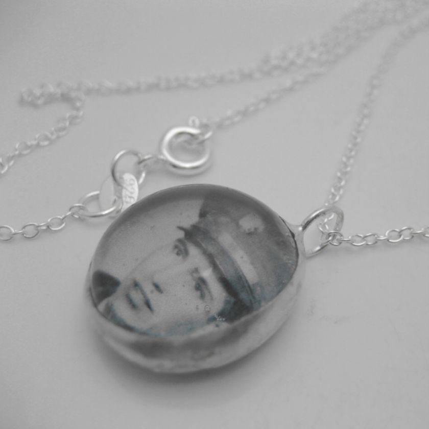 Custom keepsake photo glass bubble sterling necklace BN  