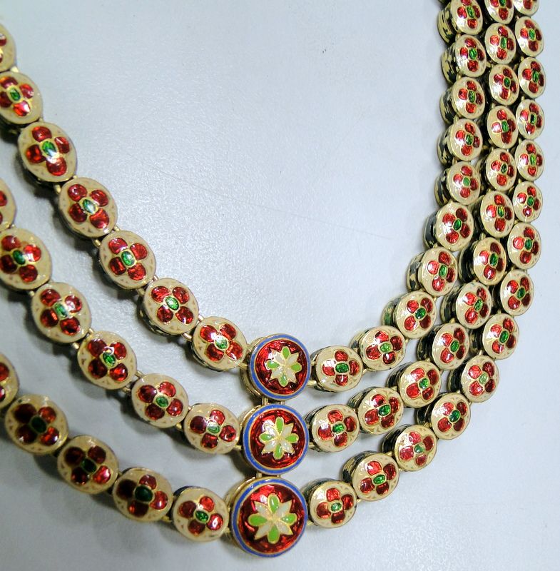   ct Gold Diamond kundan meena necklace choker w earrings jewelry  