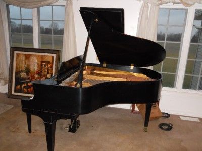   GRAND PIANO BLACK REPAINTED NEW STRINGS FELT HAMMERS & KEYS  