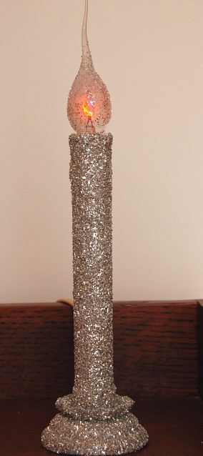 Christmas Mantle Electric silver Glitter FLICKER Candle  