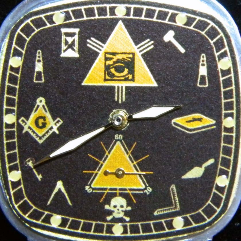 RARE NOS ZIM MASONIC MAÇONNIQUE WRIST WATCH Blak DIAL with 