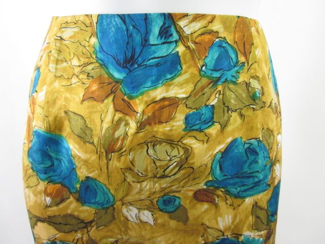 LIBBIE LANE Silk Floral Print Back Zip Long Skirt Sz 6  